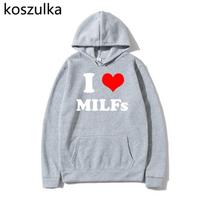 I Love MILFs Mothers Day Hoodies I Heart MILFs Husband Hoodie Harajuku Pullovers Spring/Autumn Unisex Unisexga Tops Unisex Clothing L