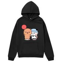 Bubu and Dudu Hugs Love Balloon Hoodies Panda Bear Graphic Sweatshirt Women Kawaii Print Pullover Spring Winter Tops Unisex Casual L