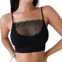 Crop Top Stilingas plonas apatinis trikotažas Sleep liemenėlė grynos spalvos, be vielos, moteriška liemenėlė svetainei M juoda