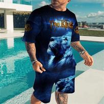 Naujas Spalvingas Y2K Vyriškas Sportinis Kostiumas Marškinėlių Rinkinys Bėgiojimui Anima 3D Spausdinti Drabužiai Vyrui T-shirt Vasarinė T-shirt Kostiumas Šortai 2 Dalių Rinkinys S black