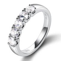 5 akmenų 3,5 mm 0,2 ct moisanito žiedai moterims, pusiau amžinybės laboratorinis deimantinis žiedas, S925 sidabro, padengtas 18K auksu, GRA 6