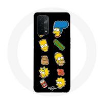 Coque pour Oppo A74 5G Les Simpson autocollants fond noir