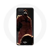 Coque Samsung Galaxy A12 Squid Game Soldat Rouge avec Masque Triangle raudona
