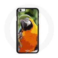 Coque Iphone SE 2020 Perroquet orange bleu ciel vert jaune bec soleil nuage douceur couleur pastel