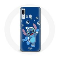 Coque pour Samsung Galaxy A40 Stitch neige Noël bleu