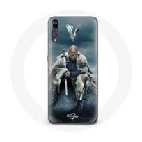 Coque pour Huawei P20 Vikings Série Saison 6 Ragnar Lothbrok logo V Epée Gris Fond Brouillard pilka