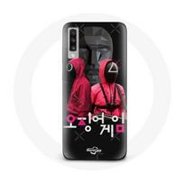 Coque pour Samsung Galaxy A70 Squid Game Affiche masques soldats logo coréen