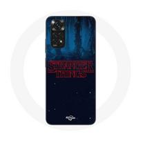 Coque pour Xiaomi Redmi Note 11 4G Stranger Things logo Fond Bleu de la saison 2 mėlyna