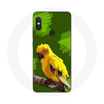 Coque pour Xiaomi Redmi Note 5 Pro Oiseaux de Perruches jaune Fond Vert