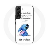 Coque pour Samsung Galaxy S21 FE Lilo et Stitch Ohana Citation Blanc balta
