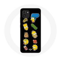 Coque pour Samsung Galaxy A03 Les Simpson autocollants fond noir