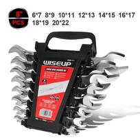 WISEUP 8PC Combination Wrench Set Metric Cr-V Wrench Set with Plastic Tray Specular Double Opening Auto Repair Spanner Set 8pcs gray
