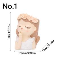 Cute Girl Flower Pot Succulent Pot Resin Planter Home Decoration Desktop Ornaments Garden Supplies Bonsai Plant Pot No.1