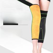 Long Plush Knee Pads for Sports, Knitted Pressure and Warmth Protection, Full Leg Cycling, Basketball, Plush Imitation Nylon Knee Pads M (single) yellow
