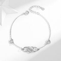 Sidabrinė S925 apyrankė moterims, europietiški ir amerikietiški simboliai, 8 formos meilės apyrankė, madinga širdies formos begalinė meilės ranka Adjustable size