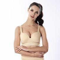 Plus Size Bra Beautiful Back Without Rims Gathered Bra Ladies Vest Yoga Fitness Running Shock-proof Sports Bra Women S smėlis