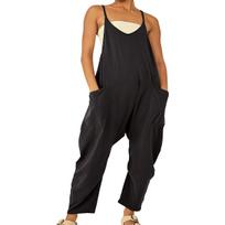 Summer Popular Solid Color Zipper Patch Pocket Sling Jumpsuit Fat Hip Pants XS violetinė