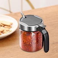 Glass Seasoning Jar Home Kitchen Utensils Easy Clean Bottle Condiment for 300ml gray