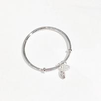 Zuyin 999 Pure Silver Two Life Joyful Smooth Face Bracelet Fashion Girl Simple Solid Closed Bracelet Silver Bracelet Adjustable size