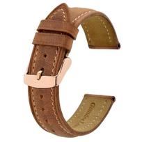 BISONSTRAP Crazy Horse Leather Watch Strap 18mm 20mm 21mm 22mm 24mm Replacement Belt Rose Gold Buckle Band for Men Watchbands 22mm black