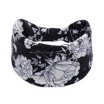 Nauja Boho medvilninė plati galvos juosta moterims anakardžio leopardo gėlių raštu turbano galvos apvyniojimas mazgas plaukų juosta Bandana mergaičių plaukų aksesuarai juoda