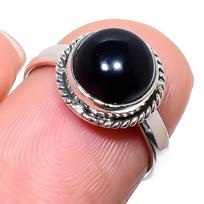 Natural Black Onex Gemstone Handmade 925 Sterling Silver Jewelry Ring S.6 c8f26