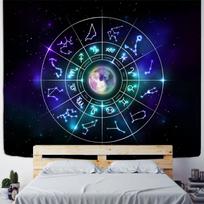 Psichodelinis kompaso gobelenas sienų dekoravimui 12 žvaigždynų atspaudas Bohemiškas hipiškas raganavimas TAPIZ namų dekoras 95x70cm