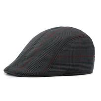 Men's British Vintage Beret Spring Summer Plaid Cap Short-Brimmed Hat Newsboy Hat Gatsby Painters Hats Flat Cap juoda