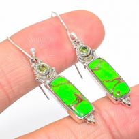 Natural Copper Turquoise,Peridot 925 Solid Sterling Silver Earring 1.75  U6q62 pink
