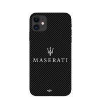 Case - Maniacase - Iphone 12 Mini - Maserati - White - Carbon Background - Semi-rigid balta