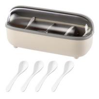 1 Set Seasoning Box Food Grade Waterproof PP Transparency Cover Condiment Dispenser for Home rožinė