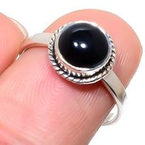 Natural Black Onex Gemstone Handmade 925 Sterling Silver Jewelry Ring S.8 a0g85