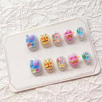 24Pcs Cartoon Sponge Star Cute Flash Nail Patch Nail Enhancement Patch Nail Powder Blusher įvairiaspalvis