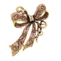 Clothing Brooch Personality Exquisite Compact Ornamental Solid Show Charm Rhinestone Bow-knot Badge Pin Birthday rožinė
