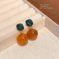 Retro universalūs temperamento gintaro geometrinės formos Maillard auskarai moterims 1 pair