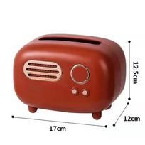 Retro Radio Model Tissue Box Desktop Paper Holder Napkin Case Organizer Ornament Home Decoration Durable Living Room Table Tissue Paper Storage Box žalia