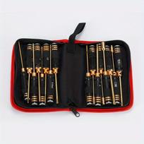 16 dalių aviacijos modelio įrankių rinkinys Šešiakampis dviejų spalvų aliuminio lydinio rankena Vidinė šešiakampė atsuktuvo formos + formos lizdas 16pcs black