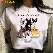 Prancūzų buldogas Bulterjeras Viršutiniai marškinėliai Moteriškas spaudas Japoniškas Kawaii Grunge Balti marškinėliai Viršutiniai marškinėliai Moteriški marškinėliai S