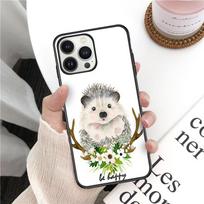 Gyvūno galva su gėlėmis ežys lapė Telefono dėklas For iphone 14pro 11pro 12 13promax 5 6s xs 7 8plus SE xr 12mini Coque Dėklai Iphone 14PRO MAX brown