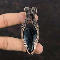 Nellite Pendant Copper Wire Wrapped Pendant Gemstone Pendant Nellite Copper Jewelry Handmade Designer Pendant Gift For Him Wire Wrap Jewelry black