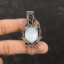 Black Mother Of Pearl Copper Pendant Wire Wrapped Pendant Handmade Pendant Gemstone Jewelry Copper Wire Jewelry Gift For Women Healing Stone