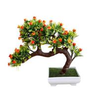 1Pc Artificial Flower Tree Pot Bonsai Stage Garden Wedding Party Balcony Decor oranžinė