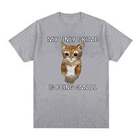 Sad Cat Standing Funny Meme T Shirt Men's Women Casual Fashion Short Sleeve T-shirts Cute Tops Clothing Oversized Cotton T-Shirt S juoda