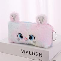 Animacinis pliušinis pieštukinė Dėklas mielai katei Pieštukinė krepšys Užtrauktukas Pūkuotas Didelės talpos Kawaii Pieštukinė Mokyklos Biuro Reikmenys pink