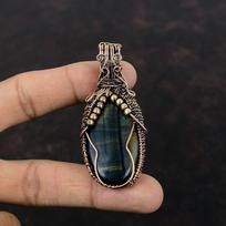 Nellite Pendant Copper Wire Wrapped Pendant Unique Copper Design Jewelry Dainty Gemstone Pendant Handmade Wire Wrap Jewelry Anniversary Gift black