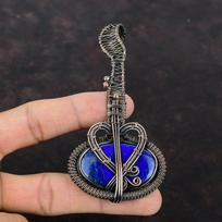 Lapis Lazuli pakabukas varine viela apvyniotas pakabukas Rankų darbo pakabukas gitaros pakabukas dovanoms Natūralus brangakmenis pakabukas vario viela apvyniotas papuošalas gray