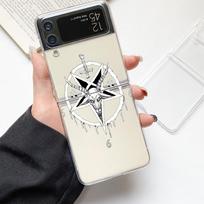 Phone Case For Samsung GalaxyZ Flip 4 5 Fold Clear Hard PC Shell moon Tarot cat Aesthetic For Samsung Z Flip 3 Cover Couqe Samsung Z Flip gray