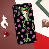 Cottagecore Fruit Strawberry Frog Dėklas, skirtas iPhone X XR XS Max 12 13 Mini 7 8 Plus SE 2020 11 12 13 14 15 Pro Max galinis dangtelis iPhone 13Pro MAX green