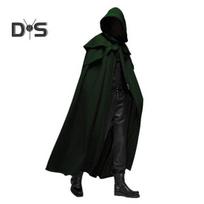 Helovyno Cosplay apsiaustas su gobtuvu vienspalvio dizaino Unisex Cape Loose Fit Maskaradinis vakarėlio raganos kostiumas L žalia