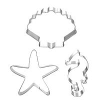 3Pcs/Set Cookie Mold Marine Organism Shape Ornamental Easy to Release Seahorse Starfish Seashells Cookie Cutter for Fondant 3pcs